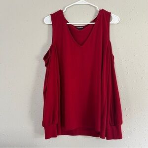 Express Red Cold Shoulder Long Sleeve Blouse Casual Formal Holiday Party Large
